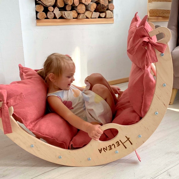 PRÊT À L'EXPÉDITION ! Arc d'escalade avec coussin Salle d'escalade pour tout-petits grimpeur Montessori Triangle d'escalade + arche + rampe Kletterdreieck Kletterbogen