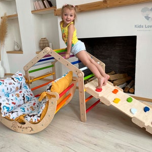 BESTES ANGEBOT! Kletterdreieck+Kletterbogen+Rampe Kletterbogen mit kissen Montessori-Kletterer Montessori-Rocker Kletterset für Kinder