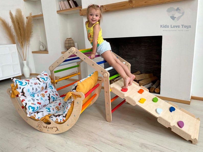 MEJOR OFERTA Triángulo de escalada, arco y rampa de escalada, conjunto de escalada, gimnasio de escalada para niños pequeños, escalador imagen 1