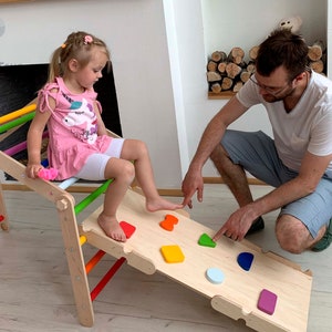 MEILLEURE OFFRE Triangle d'escalade, arche et rampe d'escalade, ensemble d'escalade, salle d'escalade pour tout-petits, grimpeur Montessori, Kletterdreieck, Kletterbogen No pillow