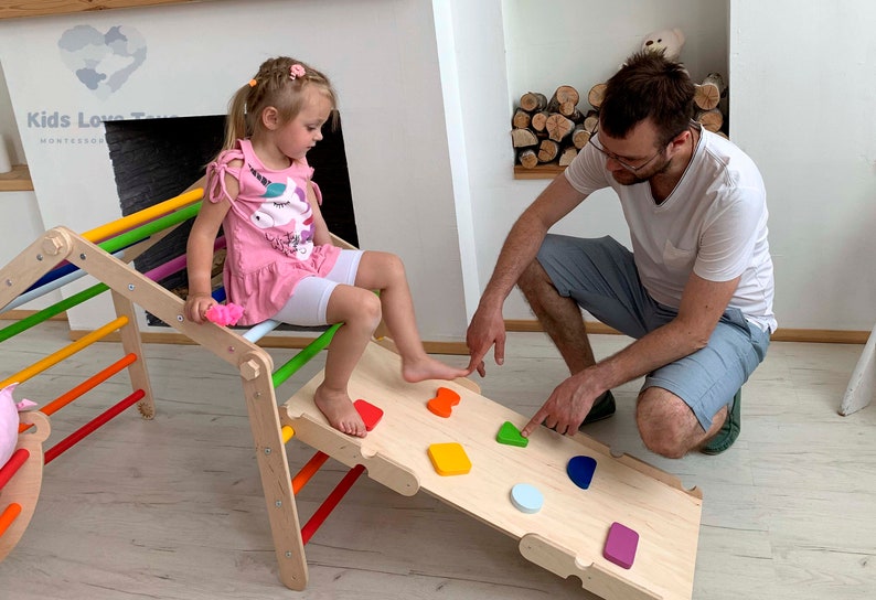 MEILLEURE OFFRE Triangle d'escalade, arche et rampe d'escalade, ensemble d'escalade, salle d'escalade pour tout-petits, grimpeur Montessori, Kletterdreieck, Kletterbogen No pillow