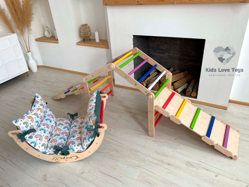 MEILLEURE OFFRE Triangle d'escalade, arche et rampe d'escalade, ensemble d'escalade, salle d'escalade pour tout-petits, grimpeur Montessori, Kletterdreieck, Kletterbogen image 6