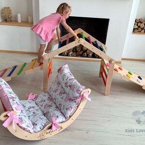 MEJOR OFERTA Triángulo de escalada, arco y rampa de escalada, conjunto de escalada, gimnasio de escalada para niños pequeños, escalador imagen 3