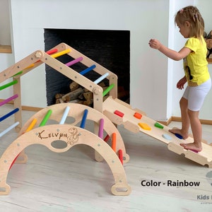 MEJOR OFERTA Triángulo de escalada, arco y rampa de escalada, conjunto de escalada, gimnasio de escalada para niños pequeños, escalador imagen 7