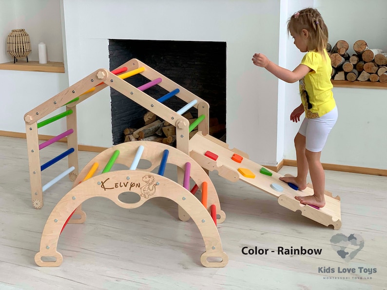 MEJOR OFERTA Triángulo de escalada, arco y rampa de escalada, conjunto de escalada, gimnasio de escalada para niños pequeños, escalador imagen 7