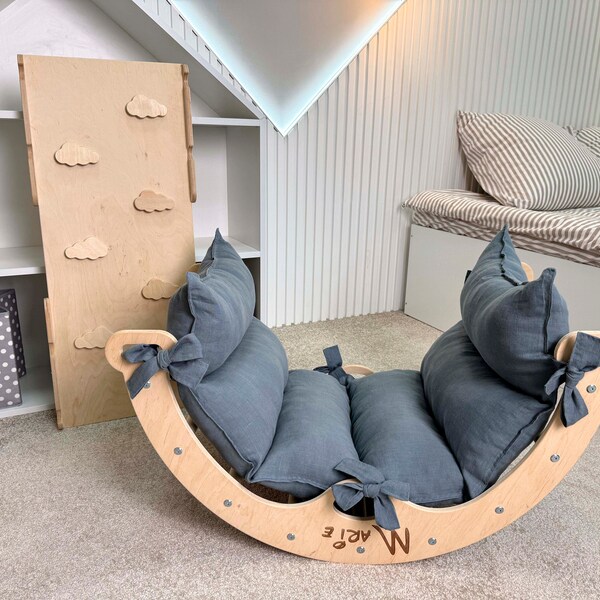 Listo para enviar! Set de escalada para niños, Escalador Montessori, Triángulo de Escalada, Arco de Escalada con almohada, rampa