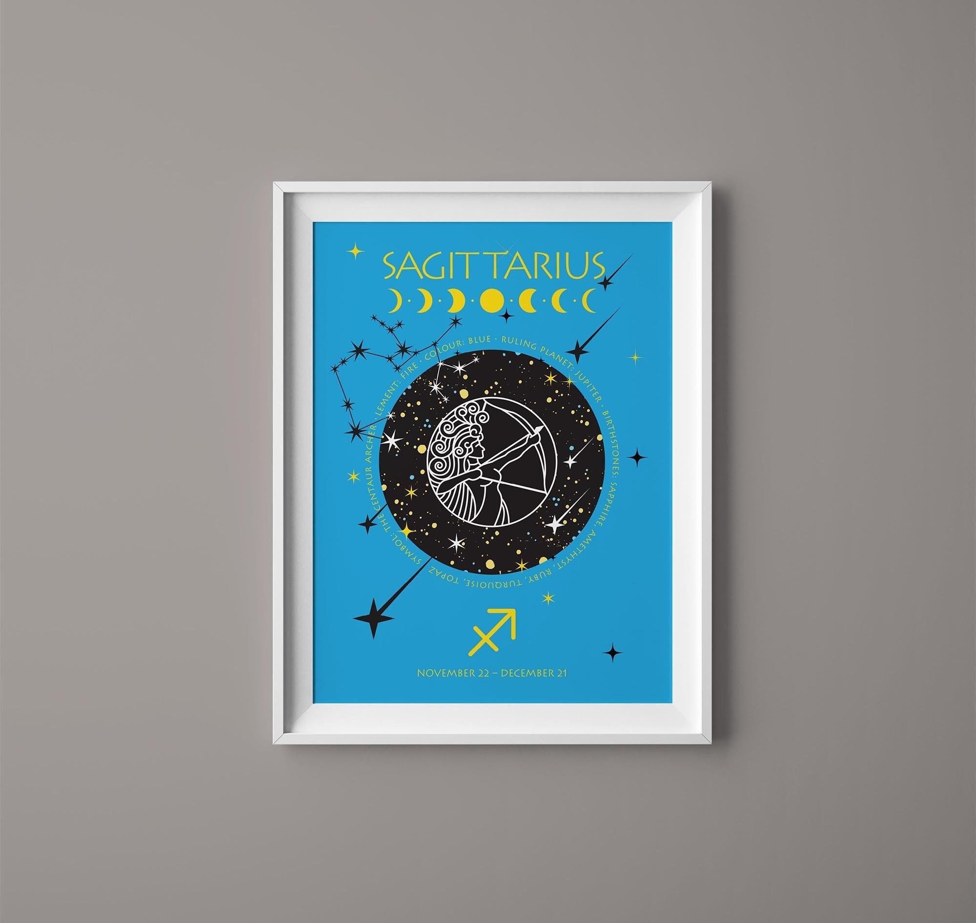 Sagittarius Zodiac Astrology Art Print Fire Star Sign 