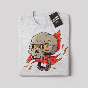 T-Shirt-Design.  Set mit Illustrationen von Schädeln mit Flammen. -Svg, Png, Eps, Pdf, Dxf, Jpg, Format.