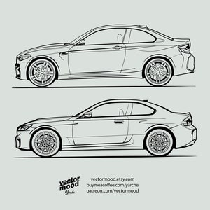 M2 F87, G87 Vector Set, Digital Drawn Wall Art Print on Glass, Garage Room Decor, Store Decor.