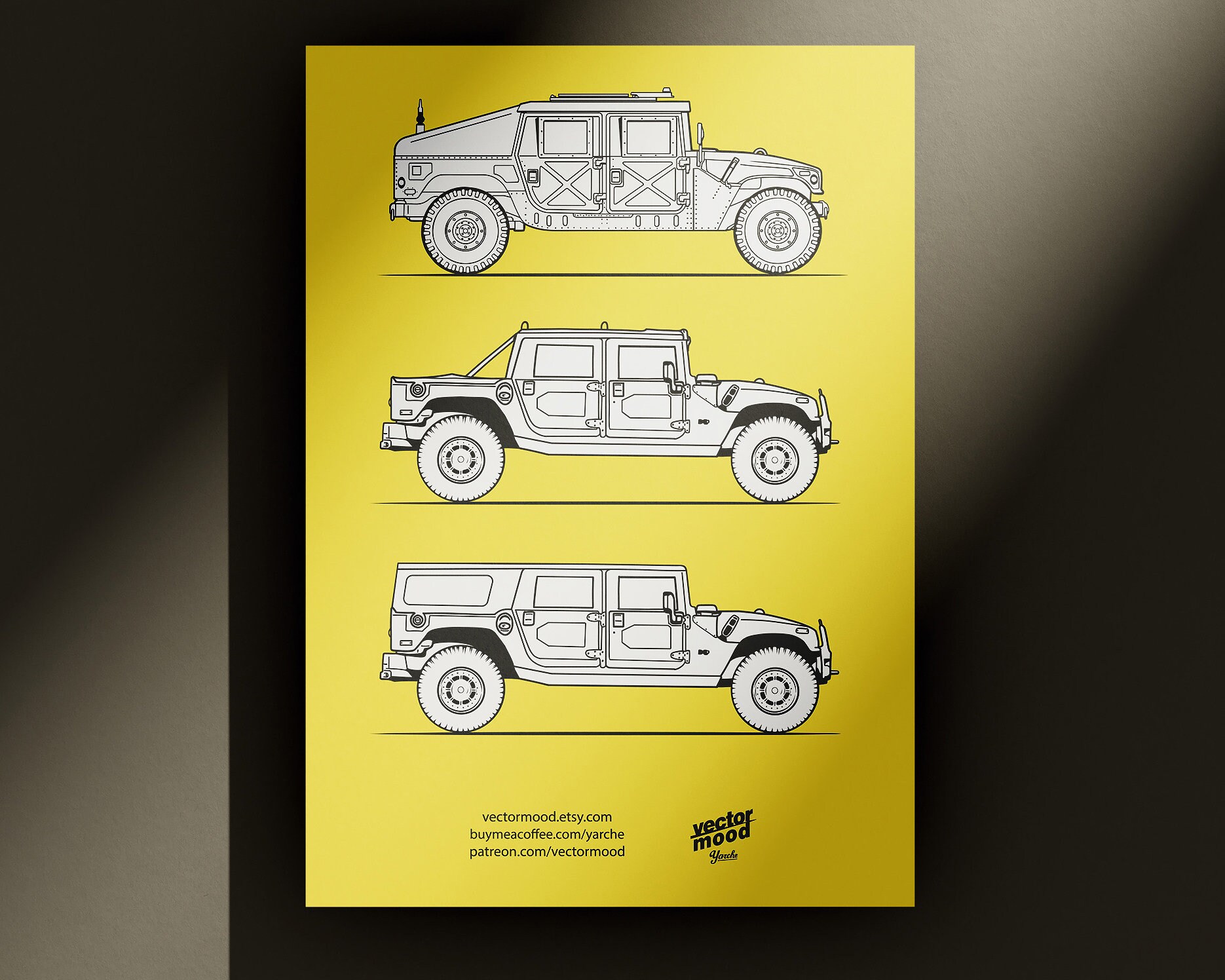 Humvee Car Poster: Vector Wall Art for Car Lovers (digital Download) - Etsy