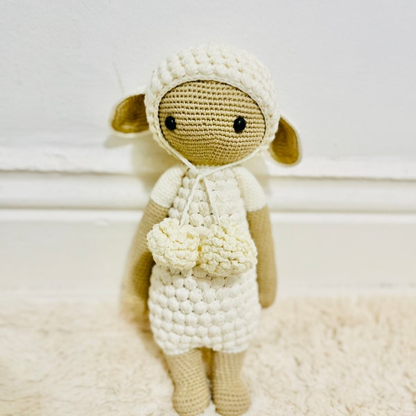 Crochet Lamb Doll, Sheep Pram Toys, Crochet Sheep Doll, Crochet Sheep Doll, Sheep Lalylala