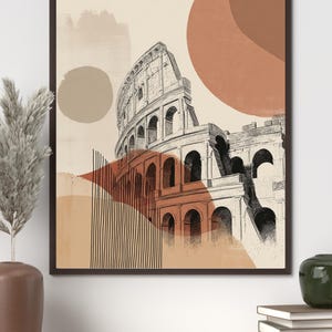 Colosseum Poster Rome | Minimal Abstract Printable Wall Art | Modern Digital Download