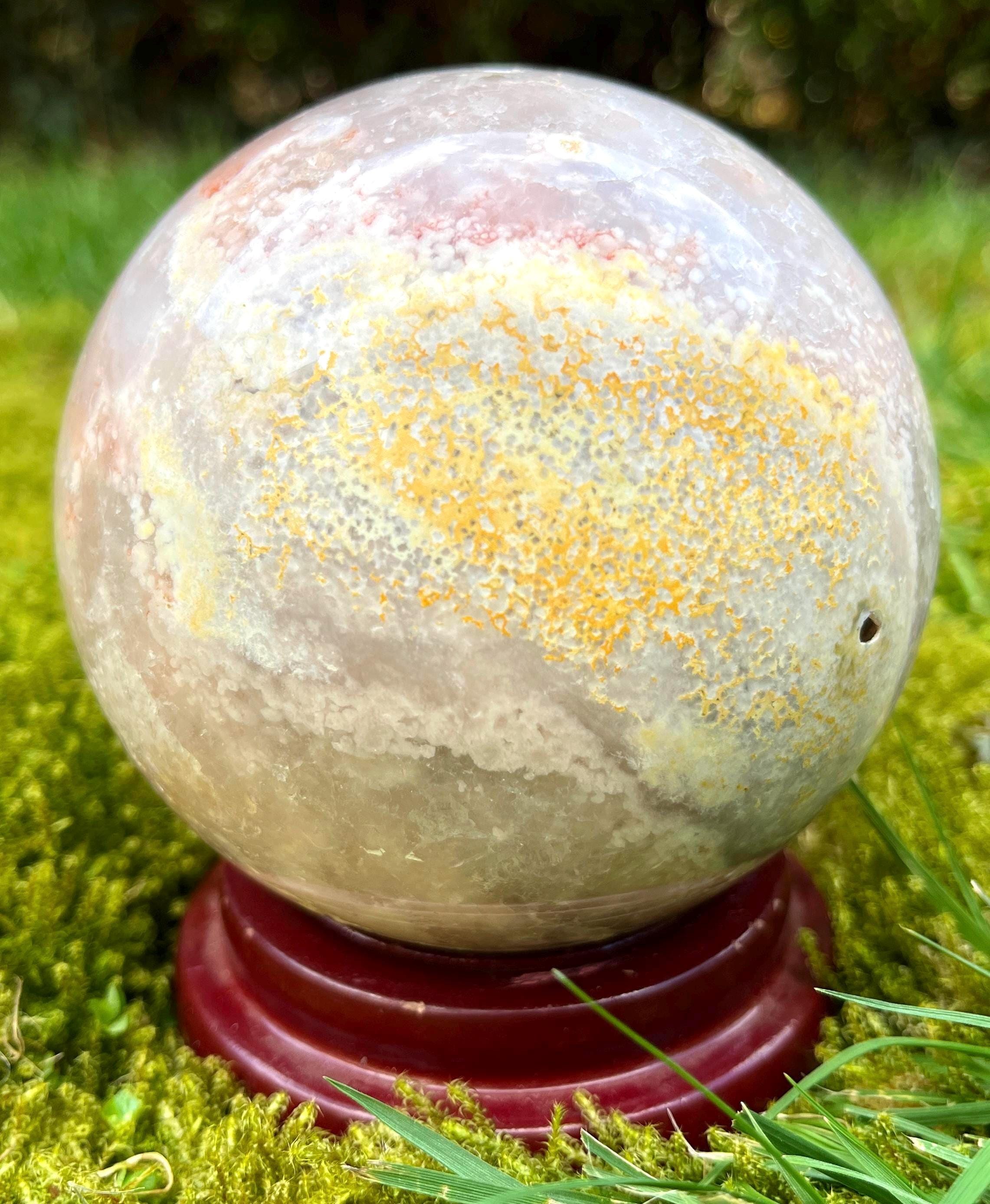 ドゥルージー ピンク アメジスト フラワー アゲート スフィア 1.2kg