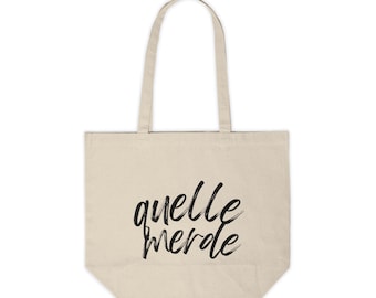 Borsa shopping in tela Merde con citazione francese, idea regalo per inaugurazione della casa, damigella d'onore, Parigi, Francia