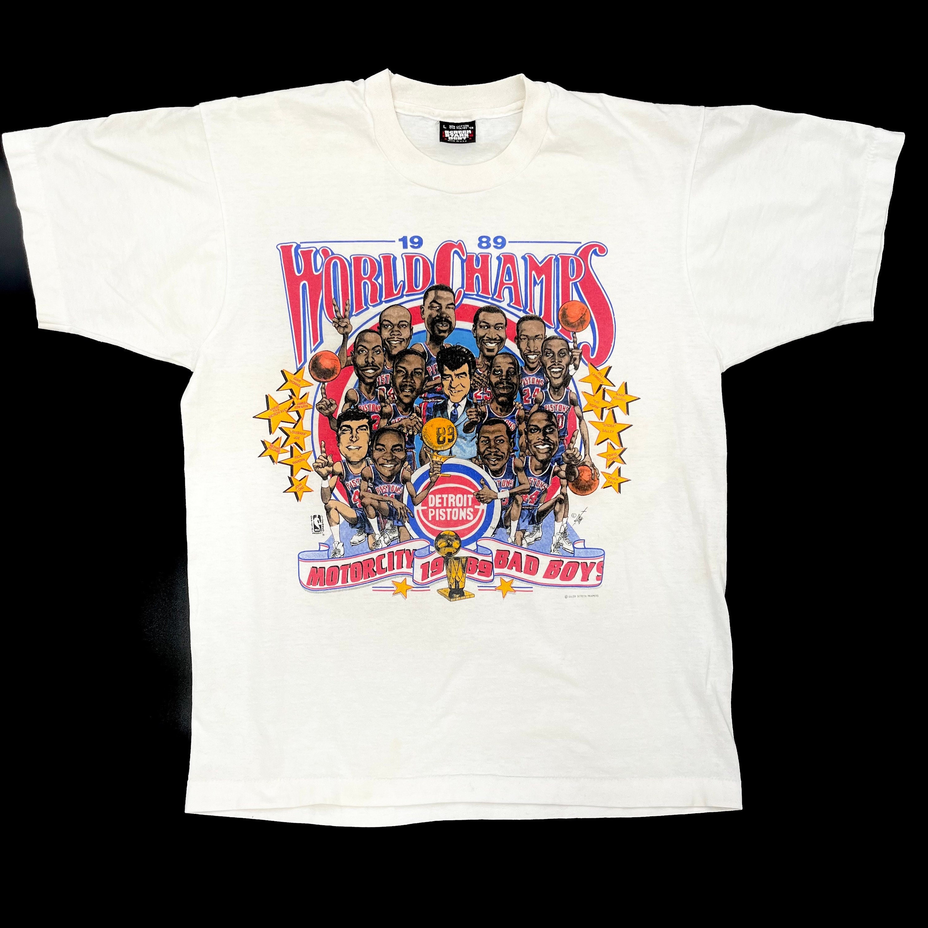 Vintage 1989 Detroit Pistons World Champions T-shirt Blue -  Israel