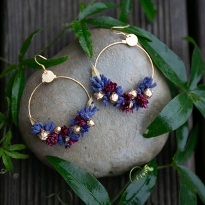 Boucles d'oreilles fleurs séchées Purple rain image 1