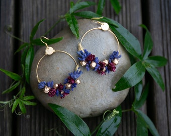 Boucles d'oreilles fleurs séchées - Purple rain