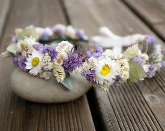 Couronne cheveux Fleurs séchées - Couleurs d'été