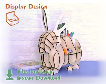 Bunny, shelf for the kids – Digital laser cut  files. Laser Cut Files - SVG+DXF+PDF+Ai - Glowforge Files - Instant Download /Pattern for Cnc