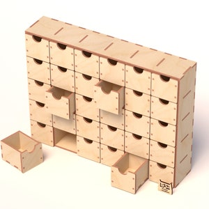 Christmas Advent Calendar - 30 drawers - Laser Files - Blank for the Christmas Advent Calendar - CNC Templates image 2