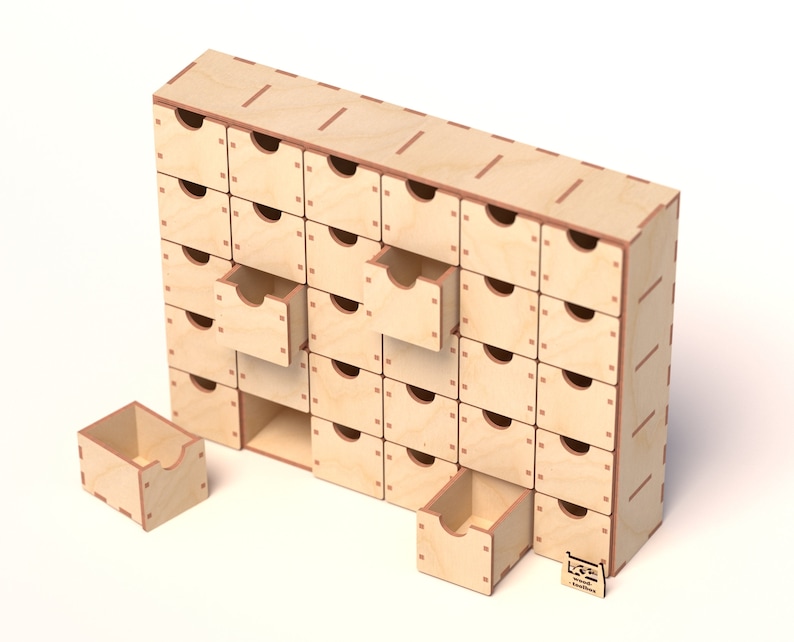 Christmas Advent Calendar - 30 drawers - Laser Files - Blank for the Christmas Advent Calendar - CNC Templates image 2