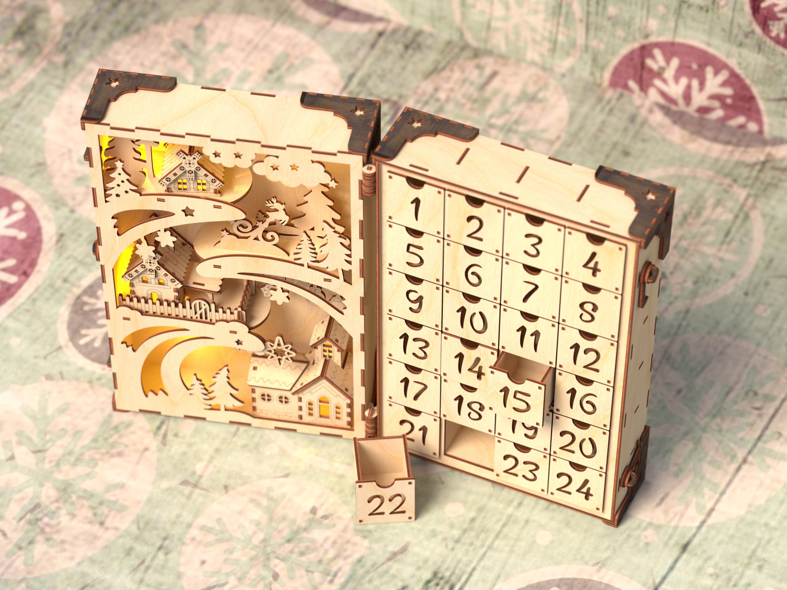 Book Advent Calendar - Christmas Village - Laser Cut Files