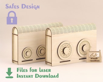 Coded wooden box –  Laser cut files SVG, PDF, CDR.  Digital product - combination lock / dxf format