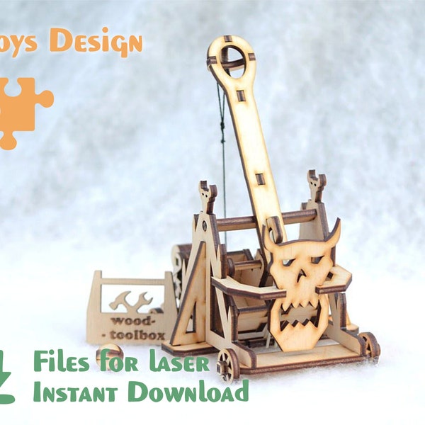 Orc Catapult - Laser cut file, SVG - DXF - PDF files for laser, Laser Cutting Template