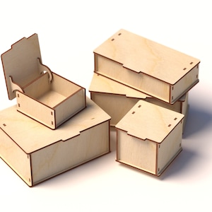 Simple Box 5 Sizes / Wooden Boxes – Laser Cut Files - Svg+dxf+pdf+ai ...