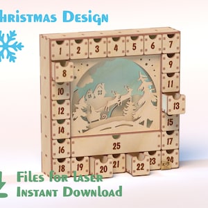 Kerst adventskalender - Santa - laser bestanden, houten kerstboom. SVG-laserbestanden, bestanden voor laser, lasergesneden ontwerp, CDR, DXF enz.