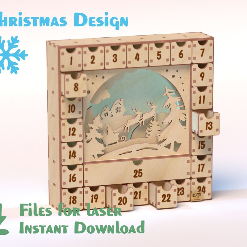 Wooden Santa Head Advent Calendar