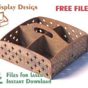 Gratis bestanden voor lasersnijden - houten dienblad - lasergesneden svg-bestand - Glowforge stand svg-bestand - vector lasersjabloon - DXF-lasergesneden sjabloon