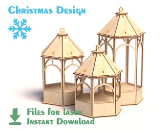 Simple Lantern - Laser cut file. Cdr, Dxf, Ai, Svg files. Instant download, Cnc files. Christmas decoration. Laser Cut Plywood