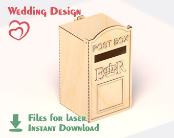 Wedding post box – Laser Cutting File - Wedding design / SVG Files For Glowforge / Pattern CNC / AI format / Vector plans  / Cdr file