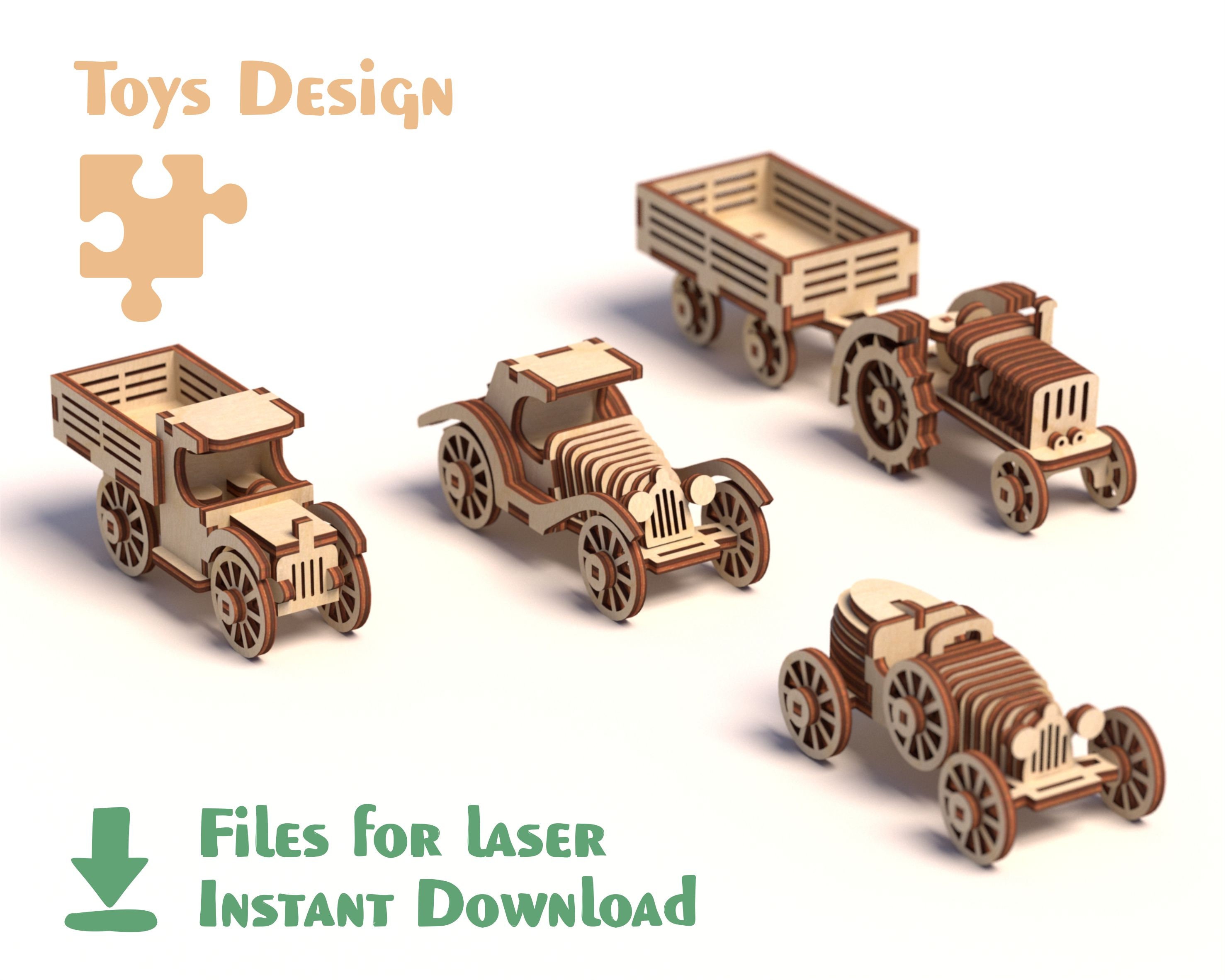 Retro Cars Laser Templates Files Patterns Plans for Etsy