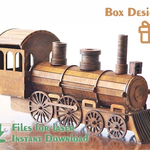 Train Wijnhouder - Digitale Laser Ready File - SVG - DXF - Glowforge Files - Lasersnijden en Graveren