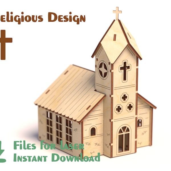 Church - Laser Files - Building Modelling - Custom Files For Laser Cutting Machines - Templates and Patterns