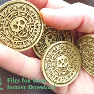 Pirate Coins - Files for Laser Machines - Vector Templates and Patterns - Design for Glowforge - engraving patterns - Pdf -Svg, Dxf Formats