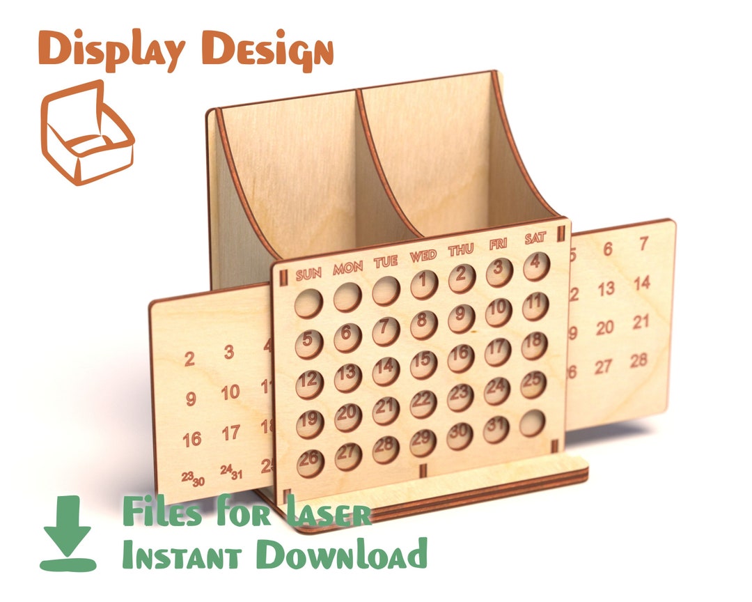 Perpetual Calendar Laser Cut File. SVG dxfcdrai Format Files