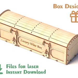 ワイン チェスト ボックス - デジタル レーザー ファイル - レーザー用 SVG+DXF ファイル - Glowforge カット ファイル - レーザー カッティングと彫刻。彼女/彼へのギフト
