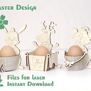 Fox, Deer, Bunny egg baskets – Laser Cut Files EASTER Laser File Svg , egg cdr & egg laser file, happy easter cutout easter laser cut, CNC