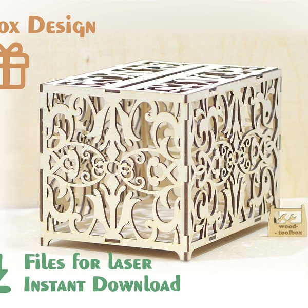 Lace box - Files for Laser Cutting - gift box laser files, wooden box Holiday Design / plans for CNC / dxf / CDR, svg and AI etc.