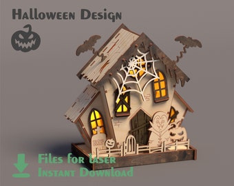 Halloween Castle – Laser cut file - Halloween house, digital  template advent house, designs for laser cut and cnc: CDR, dxf, AI, SVG, pdf