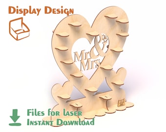 フェレロ ハート ディスプレイ - レーザーカット ファイル - SVG+DXF+PDF+Ai - Glowforge ファイル - 即時ダウンロード - キャンディ用スタンド - CNC 用テンプレート