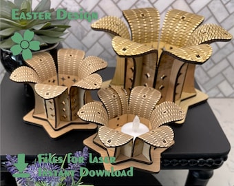 Flowers – laser cutting digital files. Easter design svg, templates for CNC, Easter SVG, Vector cnc file, Laser Cut wood for Easter. AI plan