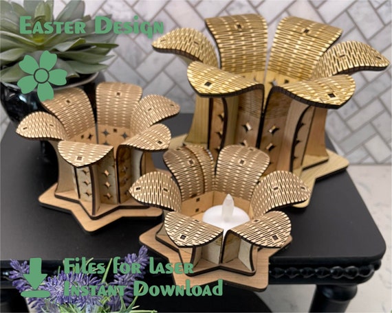 Flowers – laser cutting digital files. Easter design svg, templates for CNC, Easter SVG, Vector cnc file, Laser Cut wood for Easter. AI plan