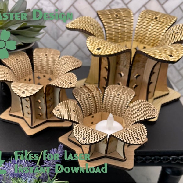 Flowers – laser cutting digital files. Easter design svg, templates for CNC, Easter SVG, Vector cnc file, Laser Cut wood for Easter. AI plan