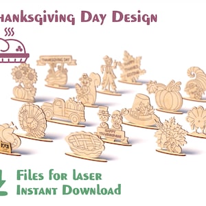 Thanksgiving figures on stands 15 styles  – lasercut file, 3D Puzzle, vector, laser cut vector, glowforge, svg, cdr, dxf/Thanksgiving design