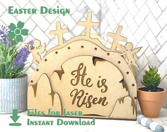 Resurrection of Jesus – Laser files, Wooden Easter design. CDR, DXF, SVG files, Easter laser pattern for cnc, Ai format