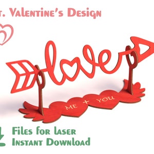 _Love Pfeil Valentinstag Zeichen - Lasercutting Dateien_ Vektor cdr dxf svg für Laserschnitt - Muster für das Laserschneiden